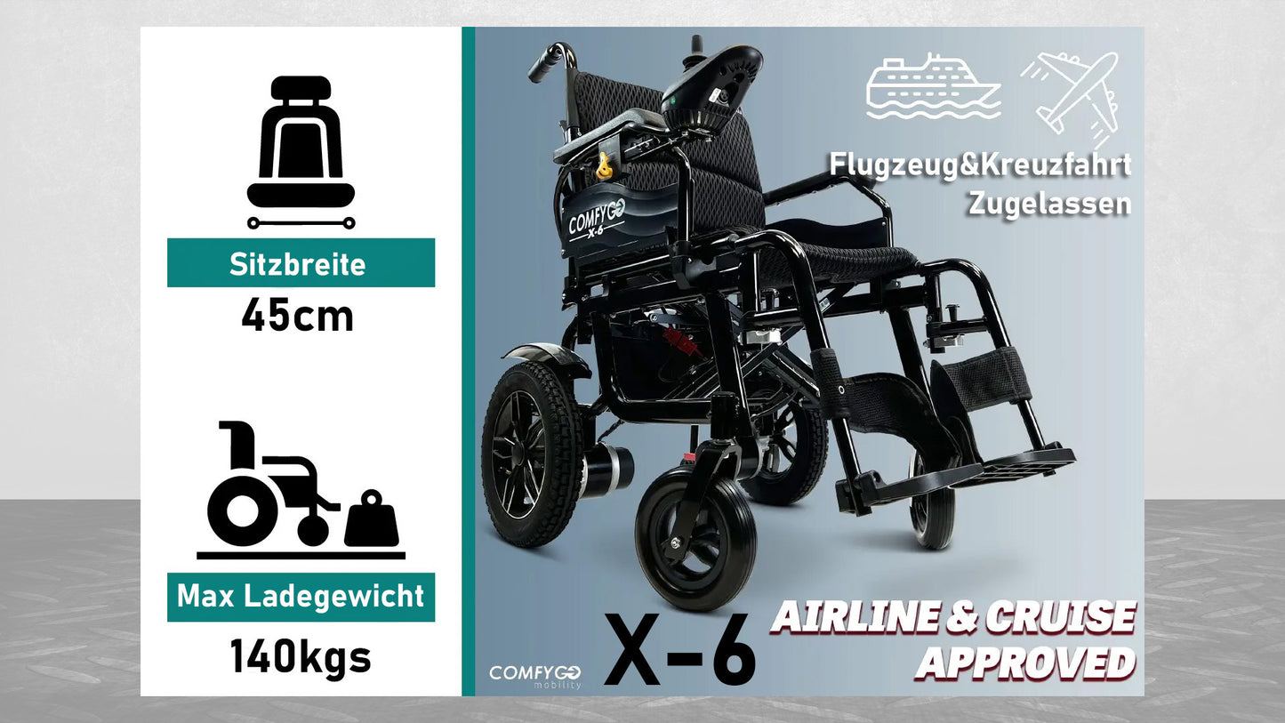 X-6 ComfyGO leichter elektrischer Rollstuhl