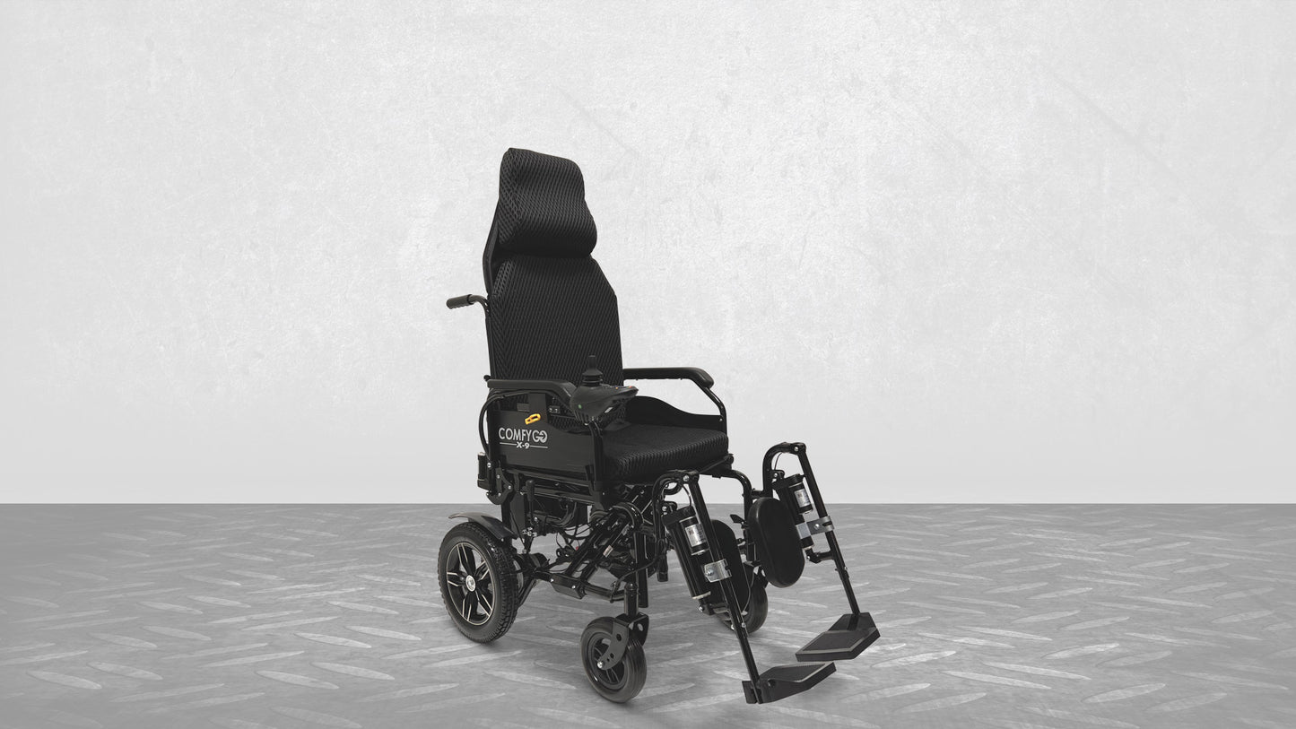 X-9 Ferngesteuerter Elektrischer Rollstuhl, Automatisch Verstellbare Rückenlehne, Beinstützen