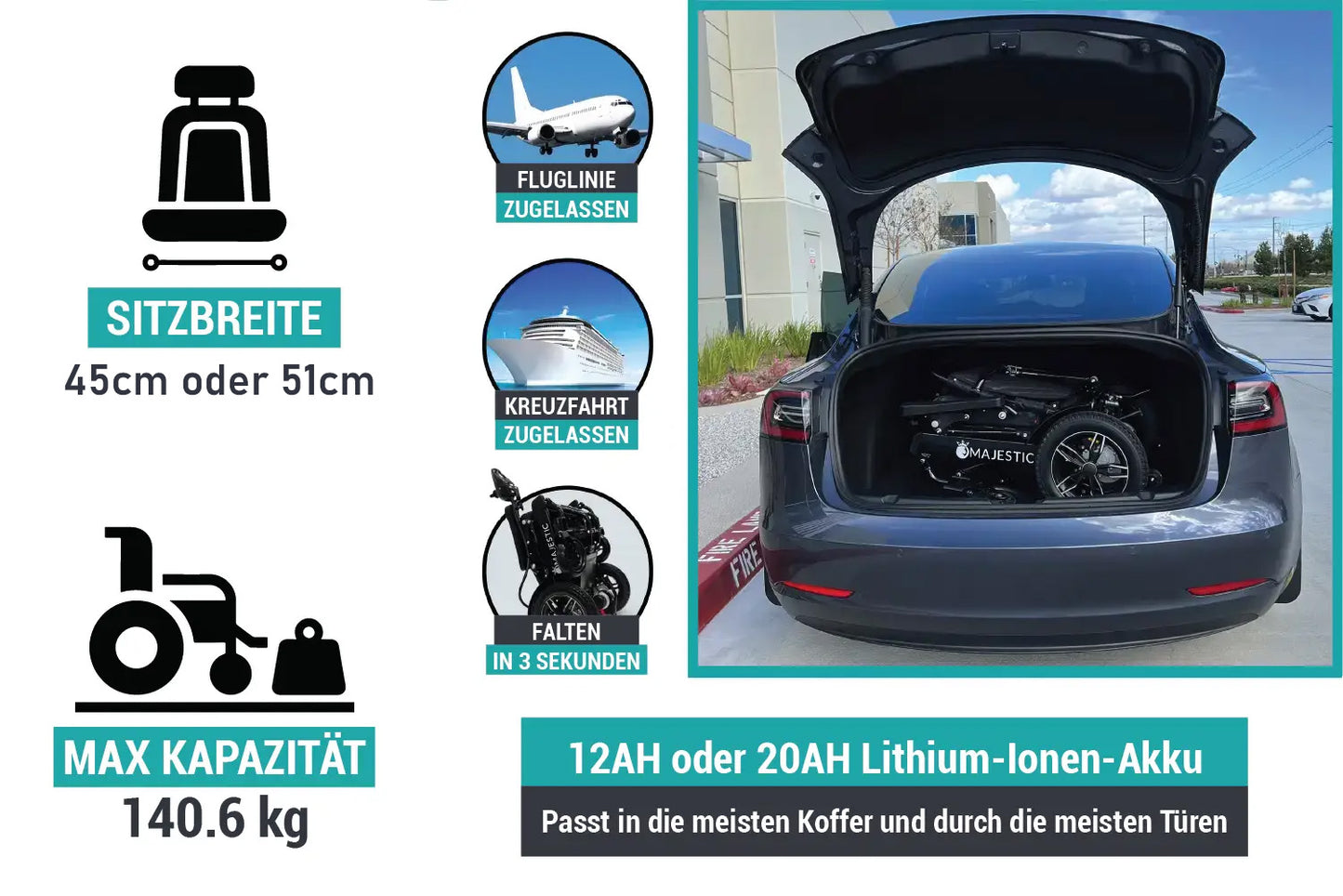 MAJESTIC IQ-9000 AR Ferngesteuerter Elektrischer Rollstuhl Mit Auto-Rückenlehne