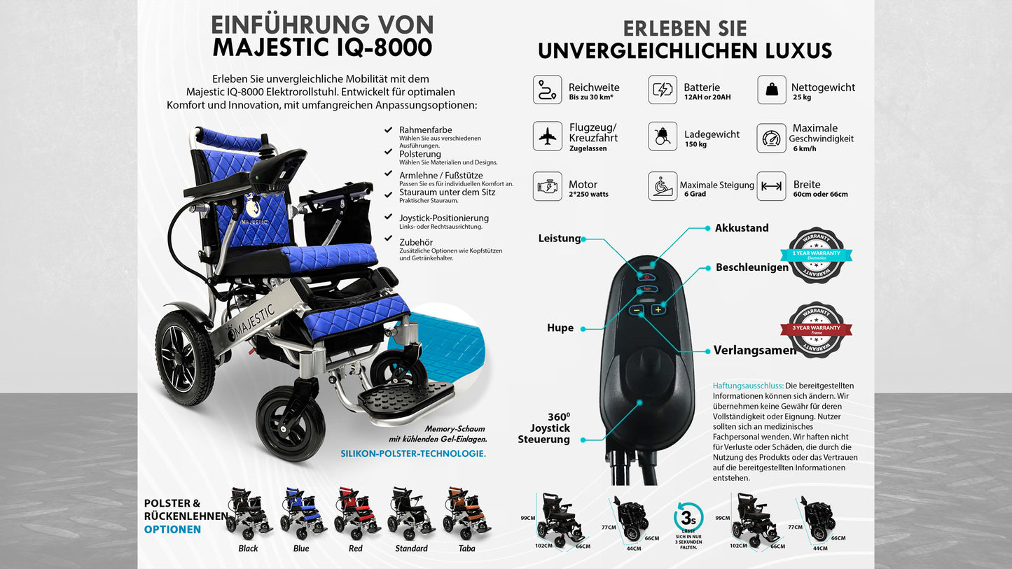 MAJESTIC IQ-8000 Ferngesteuerter leichter Elektrorollstuhl